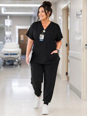 Black Scrub Set – XL – NWOT – 2-Piece Medical Uniform